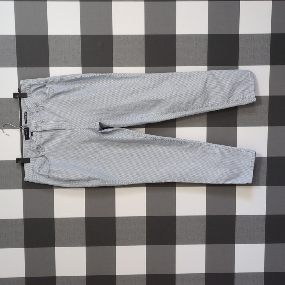 CHARTER CLUB Bristol Skinny Ankle Straight Leg Cropped Jeans Railroad Stripe